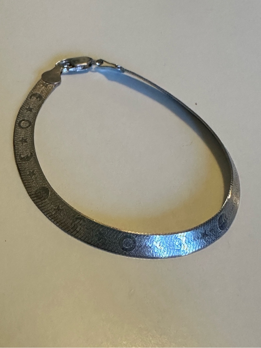 Sterling Silver Moon & Stars Herringbone Bracelet